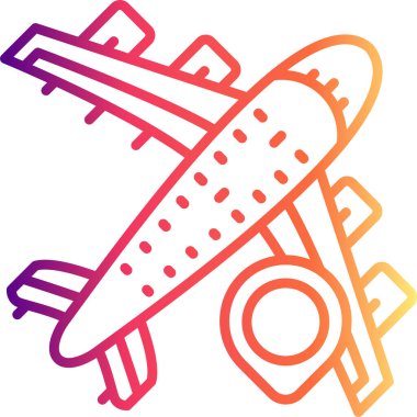 Seyahat uygulamaları veya web sayfaları için uygun konum şifresi olan bir uçağın basit bir çizgisi çizimi.