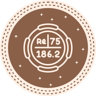 Rhenyum sembolü, periyodik tablonun kimyasal elementi, vektör simgesi