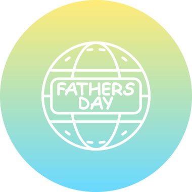 Babalar Günü için rozetli dünya. Uygulamalar veya web sayfaları için uygun basit simge