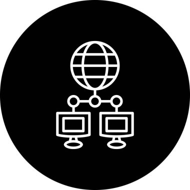 Bilgisayar Ağı Asgari Düz Vektör İllüstrasyonu