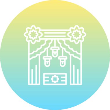 Perdeleri ve süslemeleri olan Diwali Girişi.