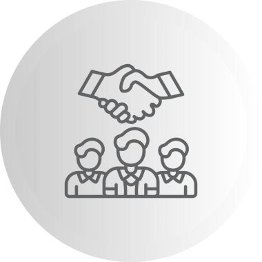 Merkezi dairesel amblemde, resmi bir iş anlaşmasını temsil eden erkekler ve dijital devre hatlarıyla çevrili iki el titriyor..