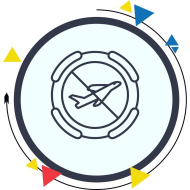 Seyahat uygulamaları veya web sayfaları için uygun çapraz iptal satırı olan bir düzlemin basit bir çizgi çizimi.