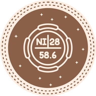 Nikel sembolü, periyodik tablonun kimyasal elementi, vektör simgesi