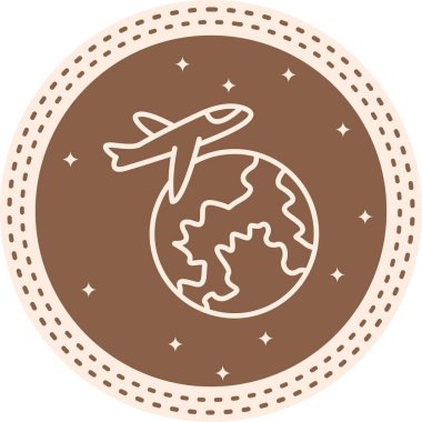 Bir dünyayı gösteren seyahat simgesi, rezervasyon uygulamaları veya turizm web sayfaları için uygun bir uçak.