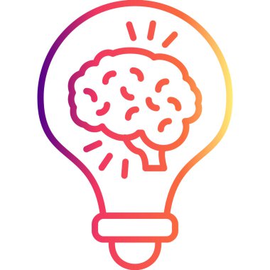 Beyni olan ampul. Fikir kavramı için özet simgesi