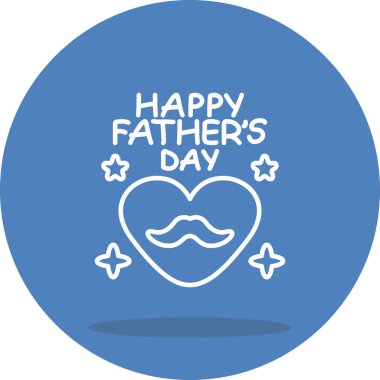 Bıyık, kalp ve babalar günü. Basit simge