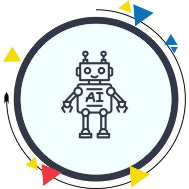 Robot çizgi simgesi, vektör illüstrasyonu