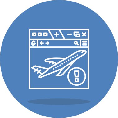 Seyahat uygulamaları veya web sayfaları için uygun bir pistten kalkan bir uçağın basit bir çizgisi çizimi.