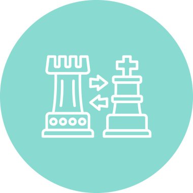 Satranç kalesi ve papazın aralarına zıt yönleri gösteren iki oklu basit bir çizgisi..