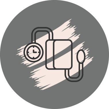 Bu tıbbi sphygmomanometre illüstrasyonu, bir kan basıncı monitörünün doğrusal tasarımını içeren uygulamalar veya web sayfaları için uygundur..