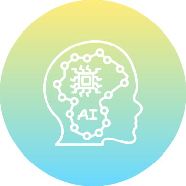 Yapay Zeka Çizgisi Simgesi Basit Görüntü Beyaz Arkaplanda İzole Edildi