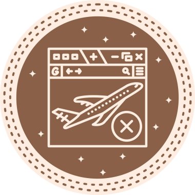 Web tarayıcı penceresi içinde bir uçak çizimi iptal işareti, seyahat uygulamaları veya web sayfaları için ideal.
