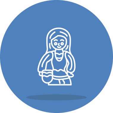 Ortaçağ kadın düz ikonu, vektör illüstrasyonu