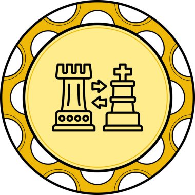 Satranç kalesi ve papazın aralarına zıt yönleri gösteren iki oklu basit bir çizgisi..