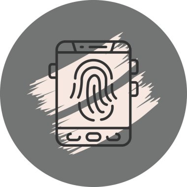 Akıllı telefon ikonu. Parmak izi, şifre işareti. Beyaz arkaplanda vektör simgesinin düz çizimi