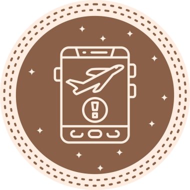 Seyahat uygulamaları veya web sayfaları için uygun ünlem işaretli basit bir uçak grafik simgesi.