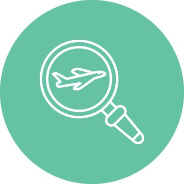 A simple airplane graphic icon with a question mark illustration suitable for travel apps or web pages.