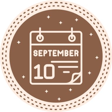 10 Eylül takvim simgesi, vektör illüstrasyonu          
