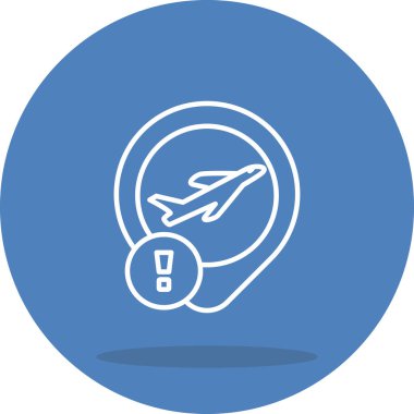 airplane within a location pin marker, suitable for navigation or travel-tracking apps.