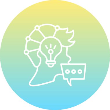 Düşünce Liderliği insan kafası ve ampul sembollü basit çizgi simgesi