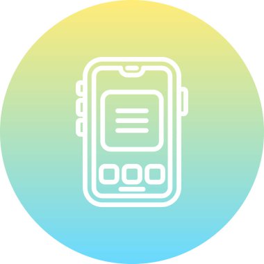 Akıllı telefon menüsü. Siyah çember içinde ekran ögeleri olan ana çizgi simgesi.