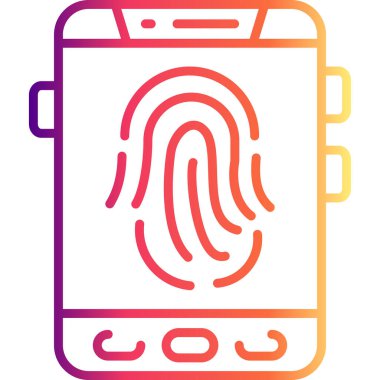 Akıllı telefon ikonu. Parmak izi, şifre işareti. Beyaz arkaplanda vektör simgesinin düz çizimi