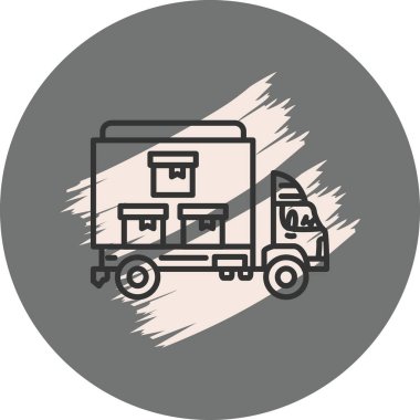 Teslimat kamyonu satırı simgesi, vektör çizim