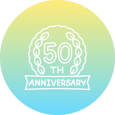50. Yıldönümü logosu. Rozet, uygulamalar için basit simge