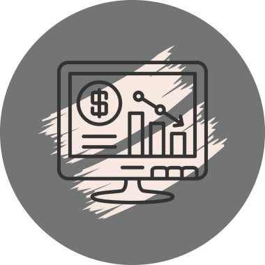 Ekonomik gerilemeyi ya da kaybı temsil eden dolar sembolü, bar tablosu ve aşağı eğimli ok ile finansal konsolu gösteren dijital monitör