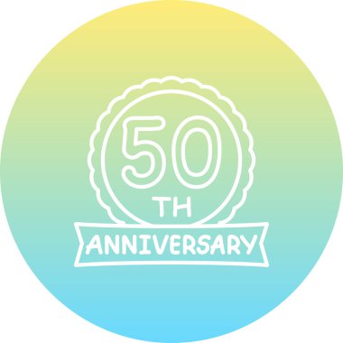 50. Yıldönümü logosu. Rozet, uygulamalar için basit simge