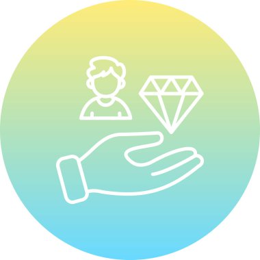 Elle tutulan elmaslı Müşteri Değer simgesi