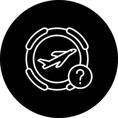 simple airplane graphic icon with question mark