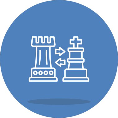 Satranç kalesi ve papazın aralarına zıt yönleri gösteren iki oklu basit bir çizgisi..