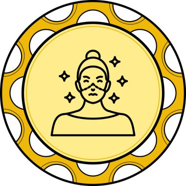 Yüzünde cerrahi kesik izleri ve parıltılı cilt sonuçlarını gösteren çizgiler var.