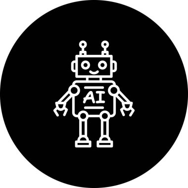 Robot çizgi simgesi, vektör illüstrasyonu
