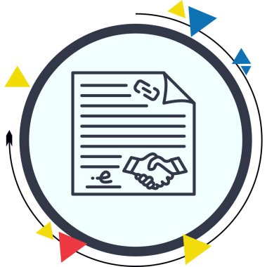 Anlaşma simgesi, vektör illüstrasyonu. Sözleşme Sayfası