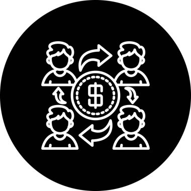 Para Dağıtım web simgesi vektör illüstrasyonu