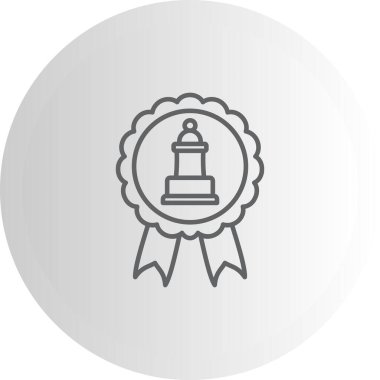 Satranç piyonu tasvir eden minimalist satır simgesi dairesel ödül kurdelesi veya ödül rozeti içinde.