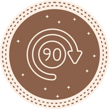 90 Gün ve eğri ok simgesi. Uygulamalar veya web sayfası için doğrusal logo
