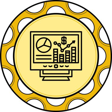 Çevrimiçi Pazar Araştırma Satırı Simgesi, Vektör İllüstrasyonu