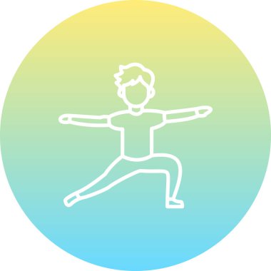 Minimalist çizimde savaşçı bir erkek figürü var. İki yoga pozu, sağlık uygulamaları için ideal..