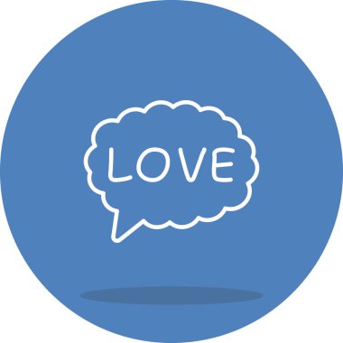 Kabarık bulut konuşma baloncuğunun içinde aşk sözcüğü çizimi