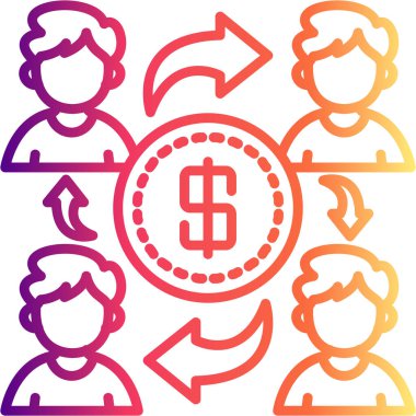 Para Dağıtım web simgesi vektör illüstrasyonu