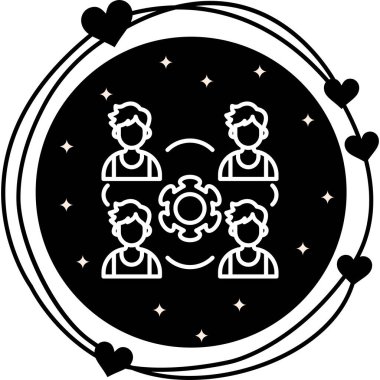 Merkezi bir dairesel amblem, resmi bir işbirliği anlaşmasını sembolize ederek iş adamlarının takım çalışmasını resmediyor.