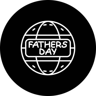 Babalar Günü için rozetli dünya. Uygulamalar veya web sayfaları için uygun basit simge