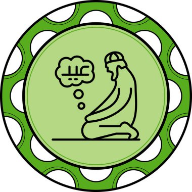 Kurban Bayramı İkonası, Müslüman adam düşüncelerle diz çöküyor