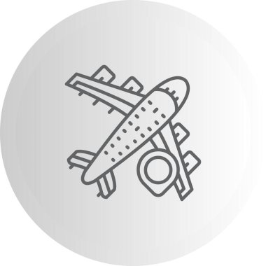 Seyahat uygulamaları veya web sayfaları için uygun konum şifresi olan bir uçağın basit bir çizgisi çizimi.