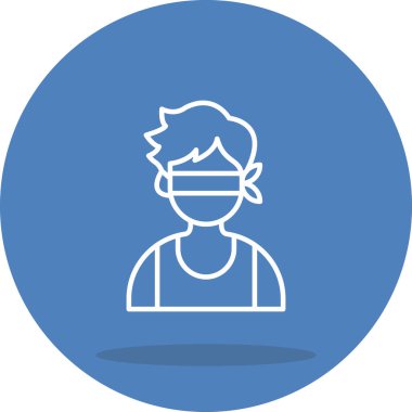 A simple line drawing of a blindfolded man that can be used in apps or web pages.