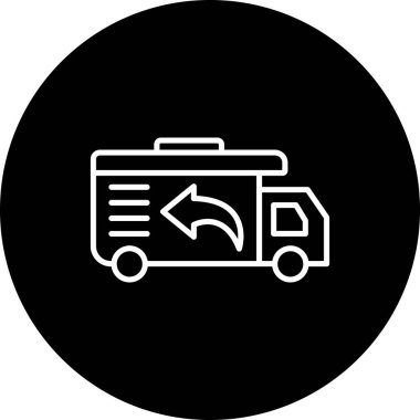 Teslimat kamyonu satırı simgesi, vektör çizim